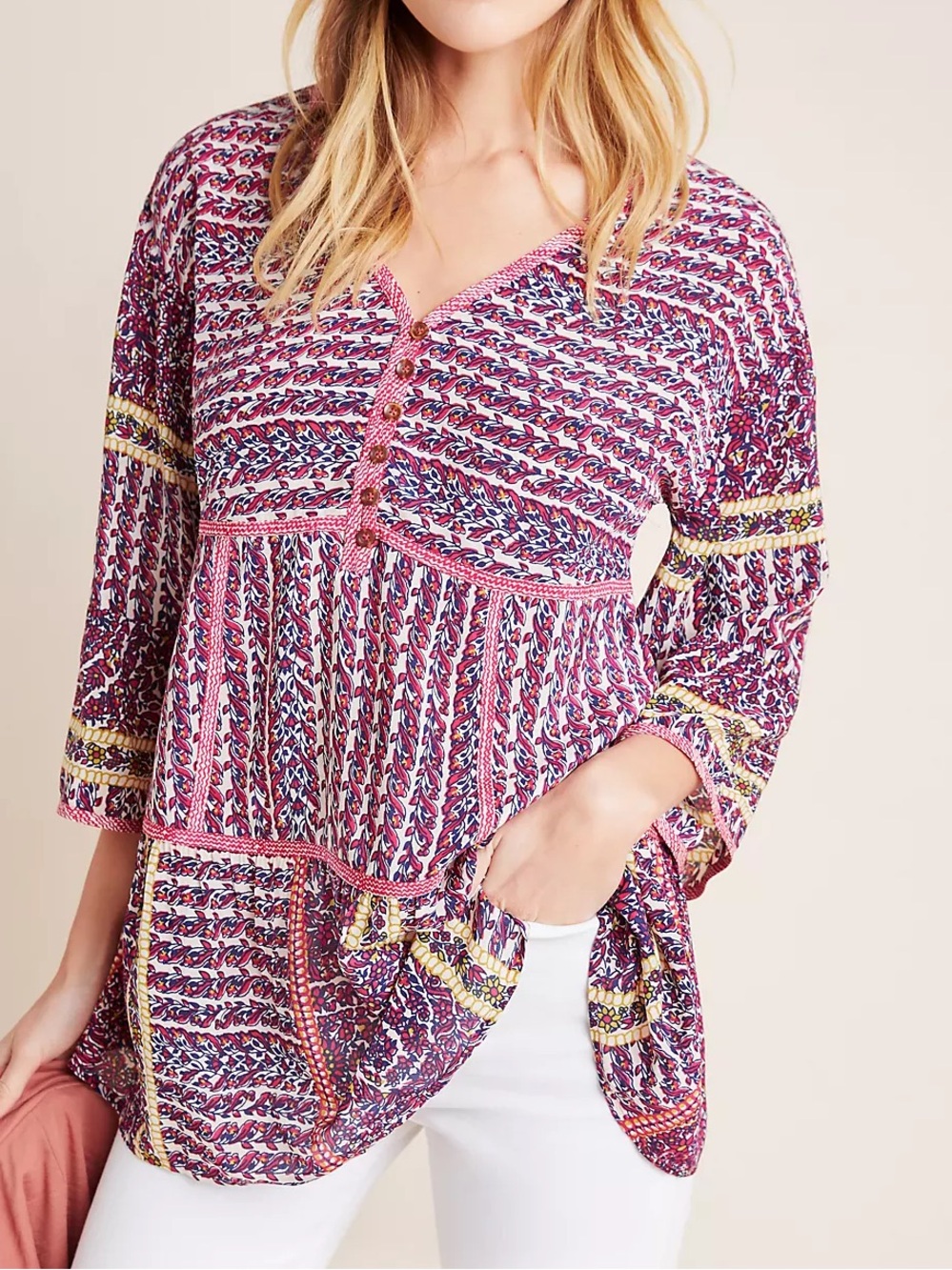 Anthropologie Maeve Lilyana Tiered Silk Blouse